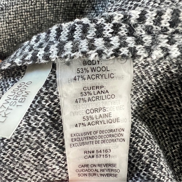 Karl Lagerfeld Tweed Blazer Jacket Large Black Grey White Wool Blend Timeless - Picture 8 of 11